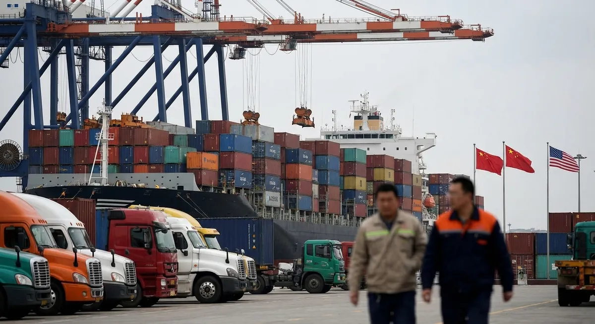 Slika je umetno generirana iz tem: polprevodniki, carine, kitajska, gospodarstvo, združene države amerike, trgovina