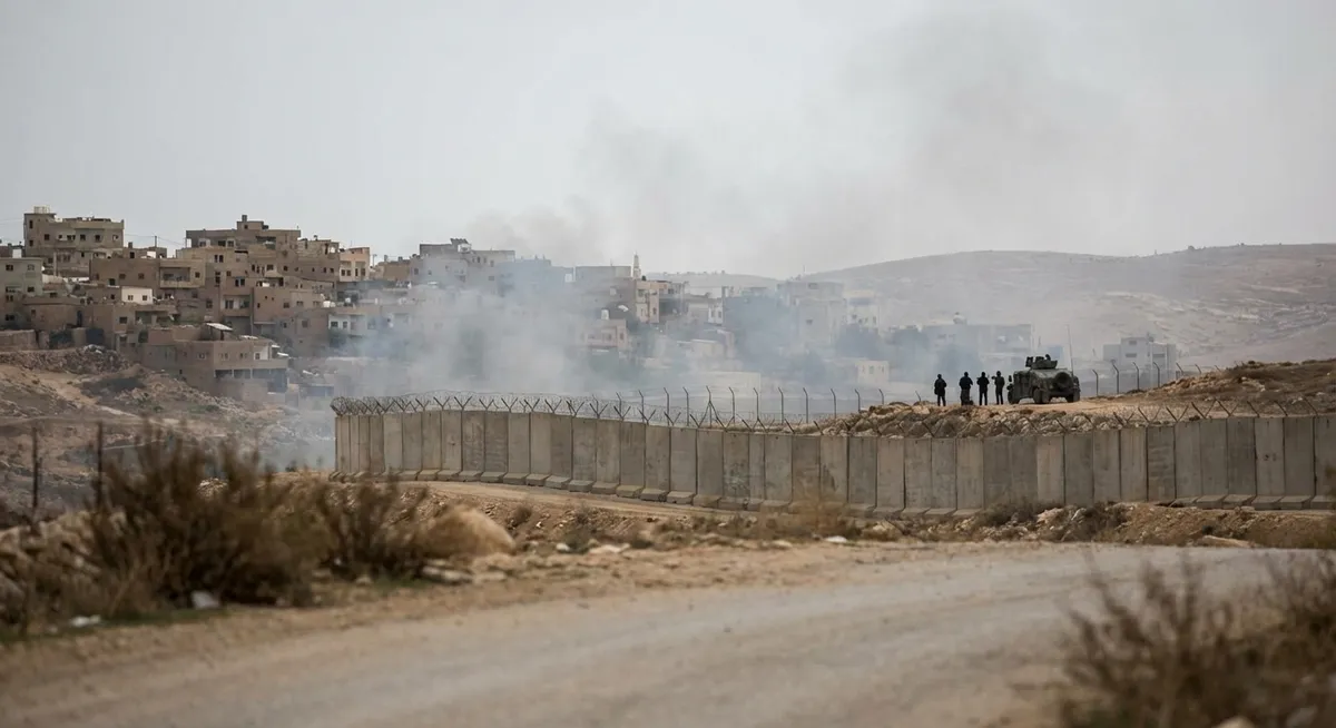 Slika je umetno generirana iz tem: nasilje, vojska, mednarodni odnosi, palestinsko-izraelski konflikt