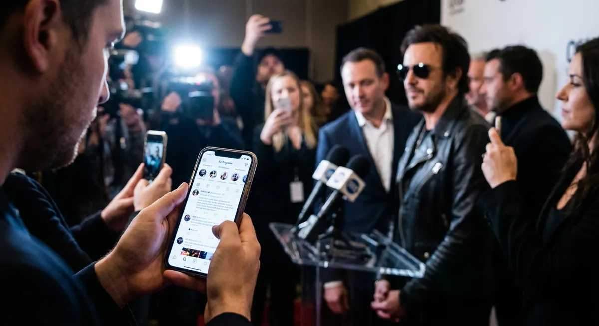 Slika je umetno generirana iz tem: glasba, razmerja, socialni mediji, slavne osebnosti