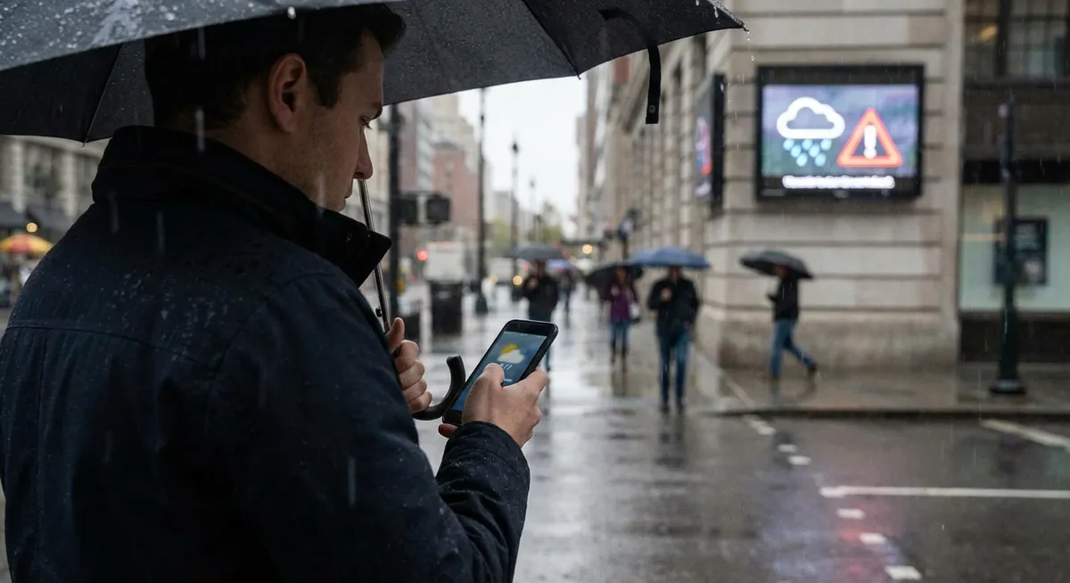 Slika je umetno generirana iz tem: padavine, napovedi, vreme, ohladitev, opozorilo rhmz