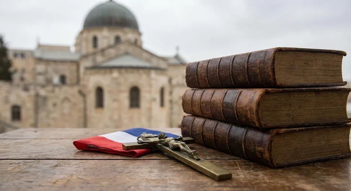 Slika je umetno generirana iz tem: mednarodni odnosi, politika, religija