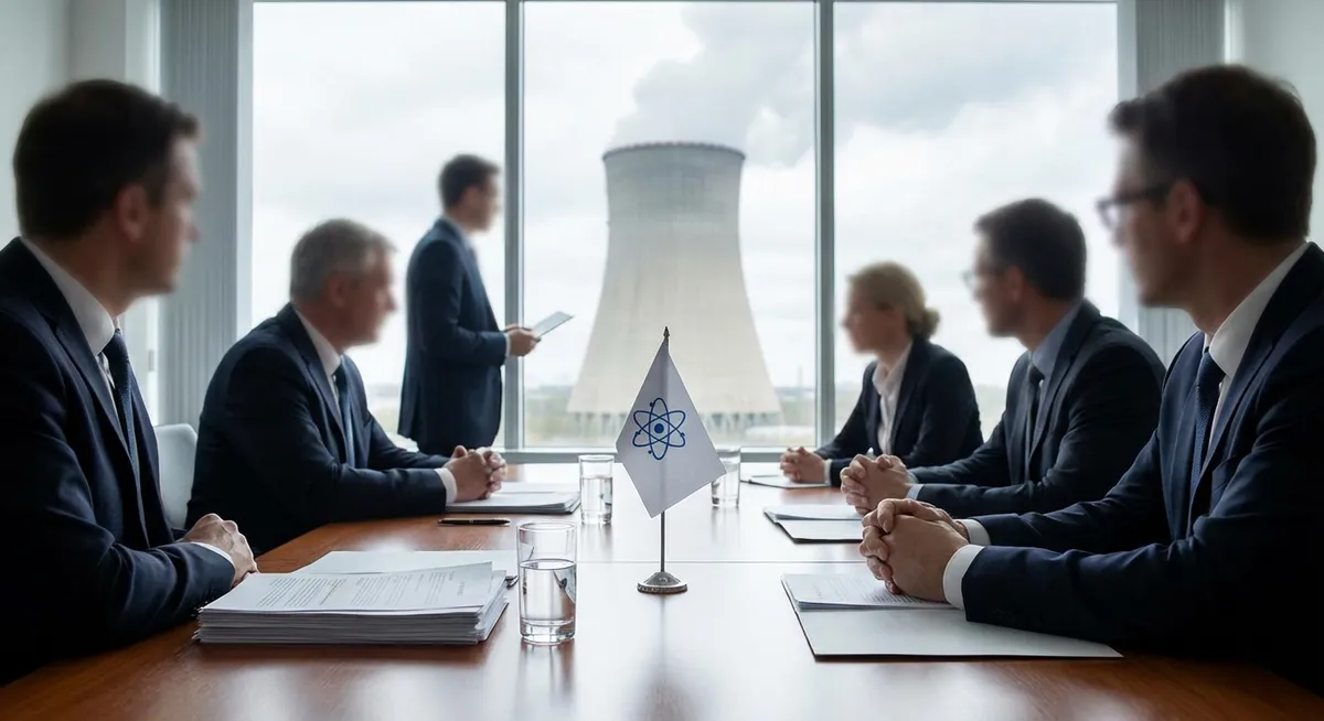 Slika je umetno generirana iz tem: diplomacija, mednarodni odnosi, jedrska energija