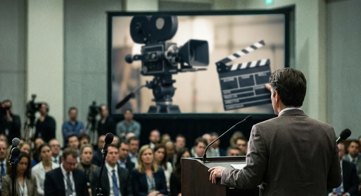 Slika je umetno generirana iz tem: kontroverznosti, politika, filmi, zlobni liki