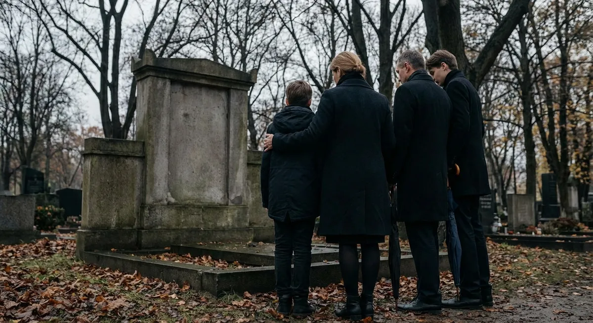 Slika je umetno generirana iz tem: žalost, družina, srčni zastoj, smrti