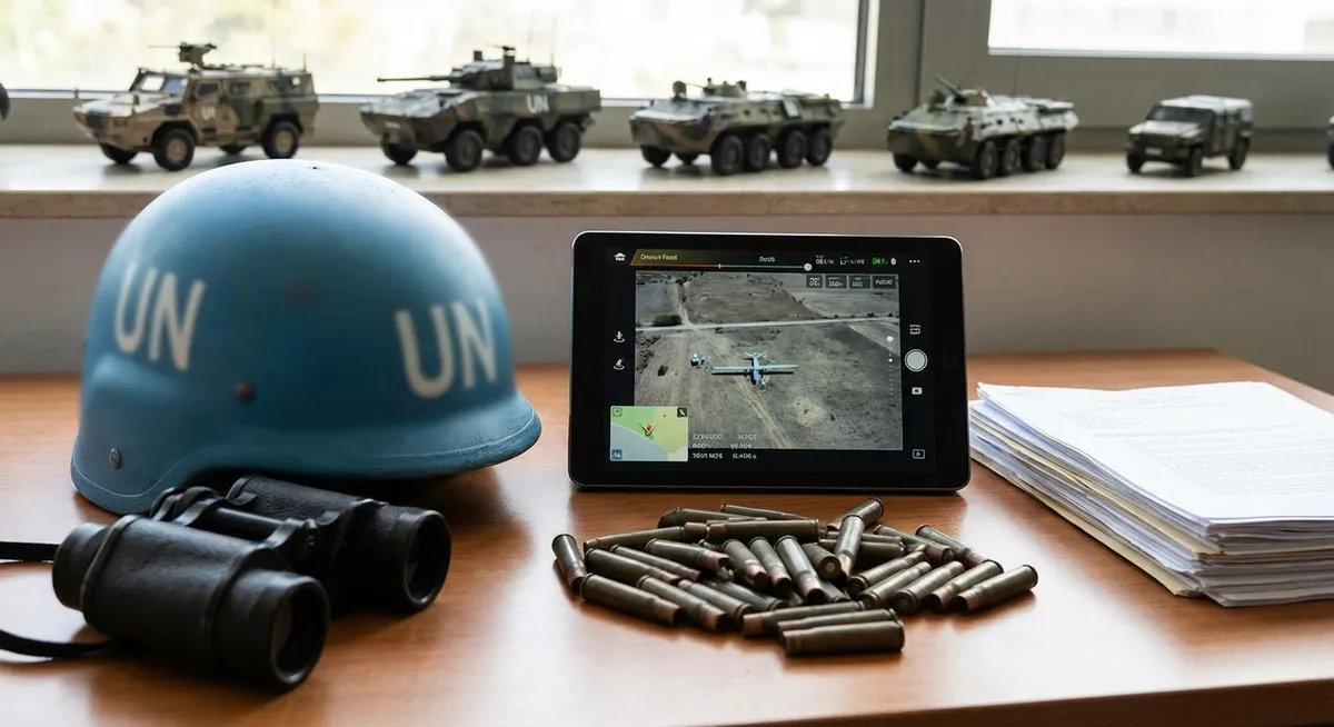 Slika je umetno generirana iz tem: vojna tehnologija, politika, mednarodni odnosi, oboroženi spopadi, mednarodna varnost, izjave, napadi z nožem, vojne