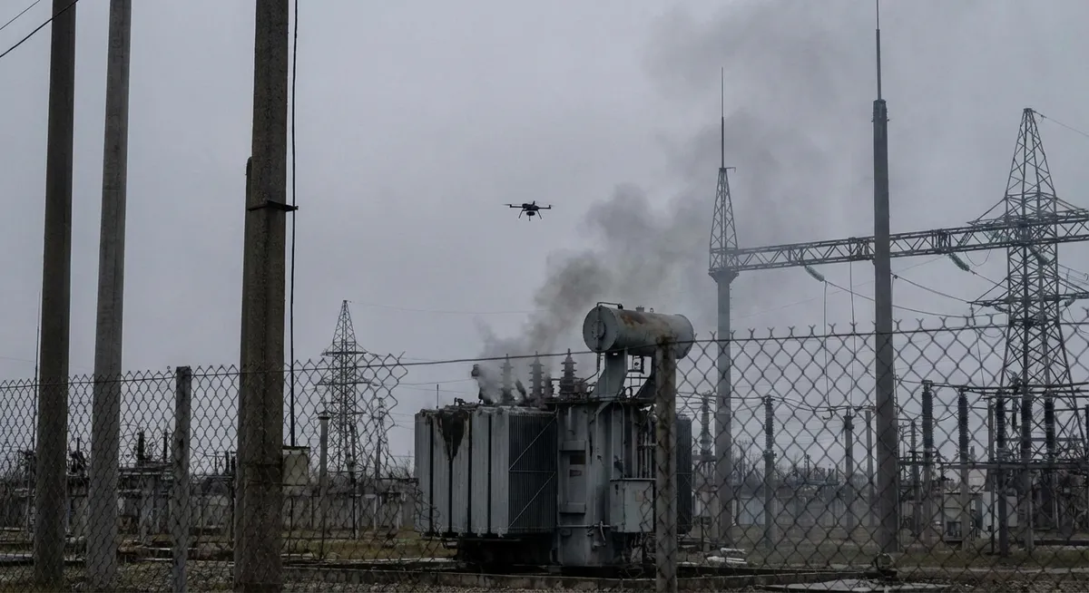 Slika je umetno generirana iz tem: mednarodna podpora, energetika, oboroževanje, žrtve, droni, zračni napadi, vojne, napadi, rusko-ukrajinski konflikt, energija, napadi z droni, mednarodni odnosi, tehnologija, raketni napadi, energetska infrastruktura