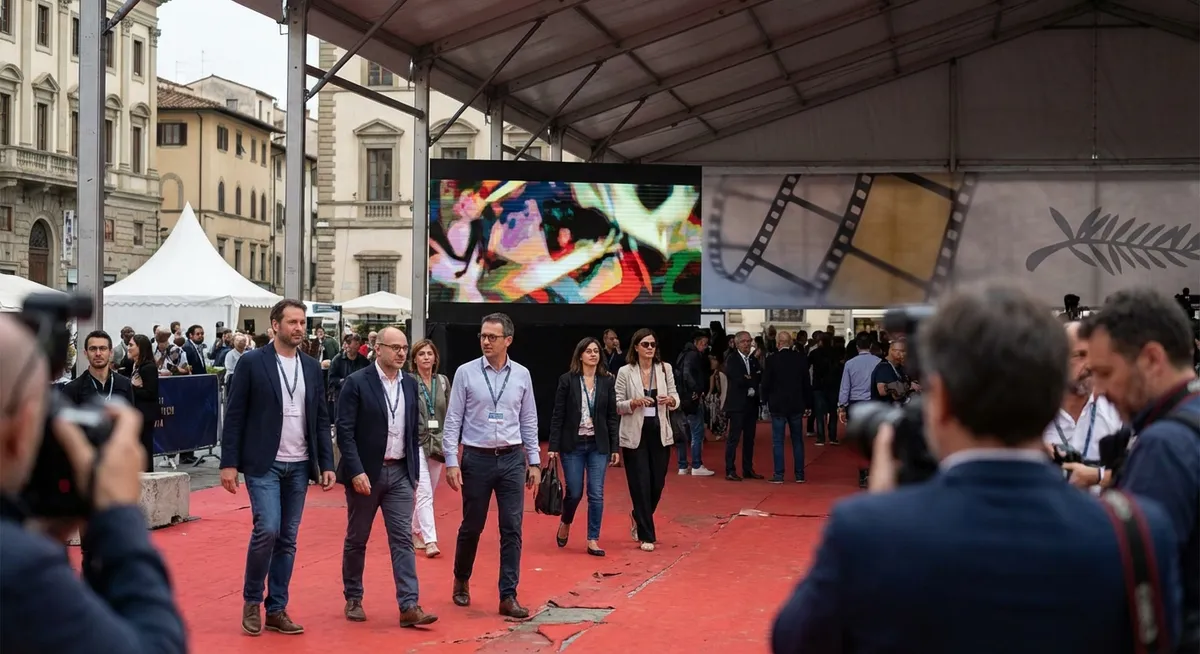 Slika je umetno generirana iz tem: filmski festival v benetkah, nagrade, filmi, krize, palestina, kultura, filmski festivali, festivali, vojne, mednarodni festivali, palestinsko-izraelski konflikt