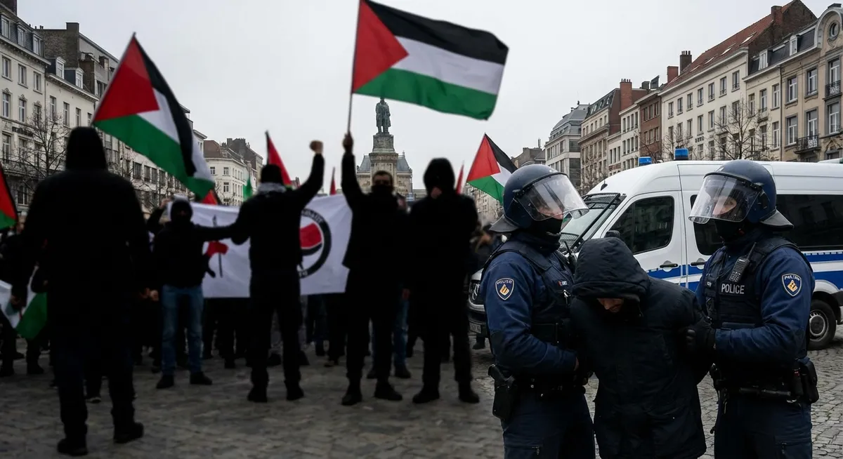 Slika je umetno generirana iz tem: protesti, človekove pravice, aktivizem, deportacije, palestina