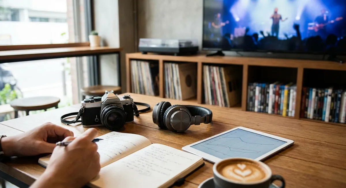 Slika je umetno generirana iz tem: filmi, glasba, tribute bandi, resnične zgodbe