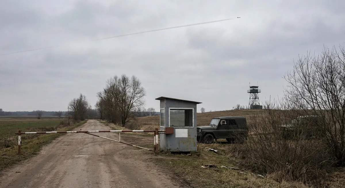 Slika je umetno generirana iz tem: obramba, mednarodni odnosi, varnost, rusko-ukrajinski konflikt, vdori v zračni prostor, spori, politika, obsodbe, vojska, droni, rusija, poljska