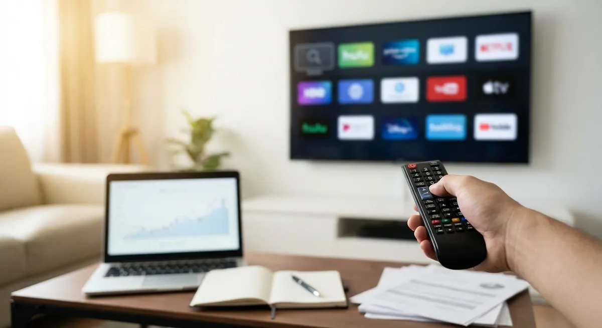 Slika je umetno generirana iz tem: posel, televizija, tehnologija, pretočne storitve, sodni postopki, zabava, distribucija