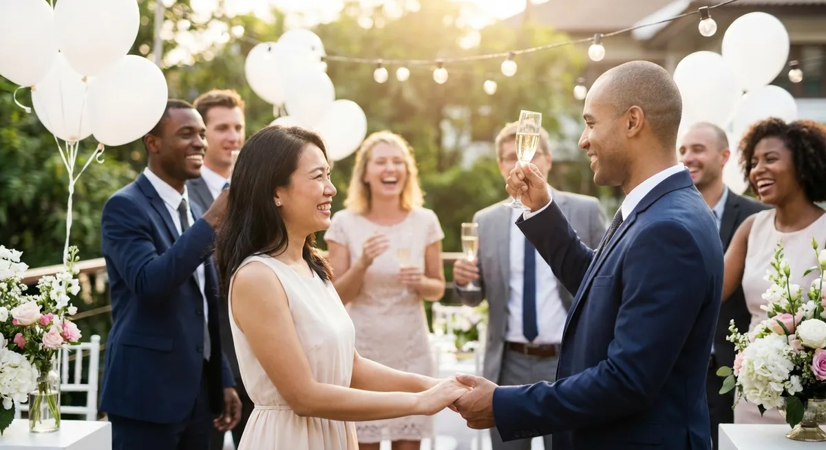 Slika je umetno generirana iz tem: zabava, turneje, ljubezen, glasba, zaroka, poroke, slavne osebnosti