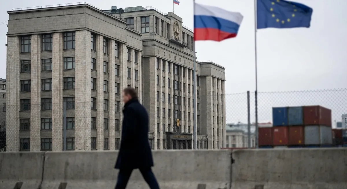 Slika je umetno generirana iz tem: rusija, madžarska, politika, sankcije, združene države amerike, mednarodni odnosi, gospodarstvo, energetika