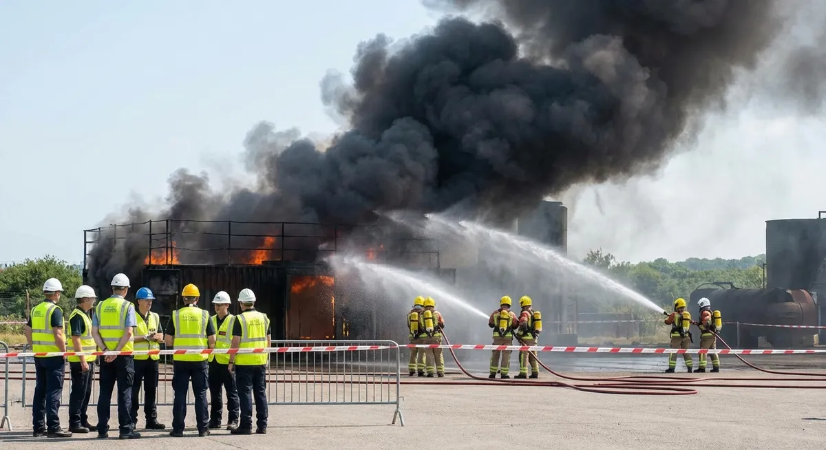 Slika je umetno generirana iz tem: varnost, požari, evakuacije