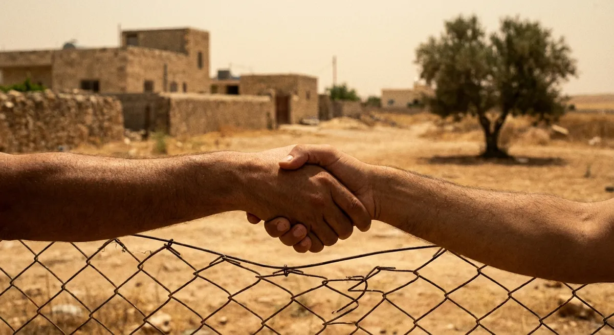 Slika je umetno generirana iz tem: talci, bližnji vzhod, pogajanja, mednarodni odnosi, mir