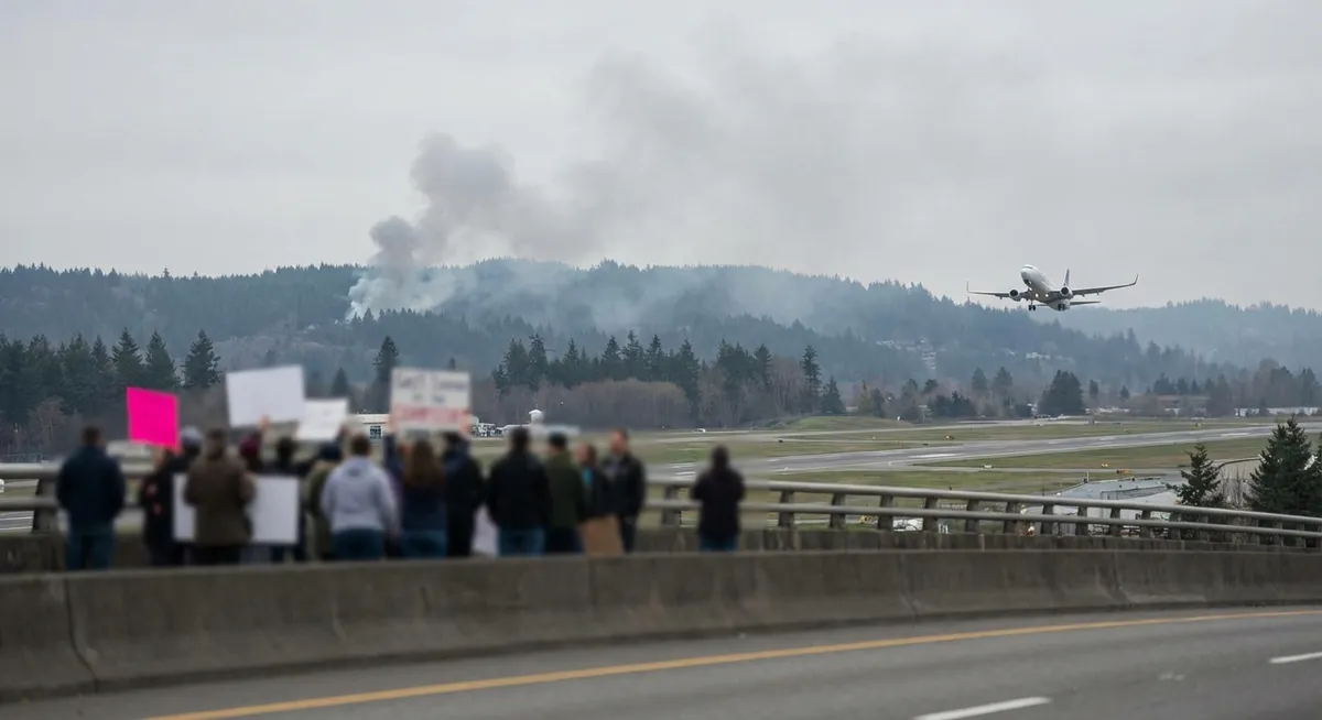Slika je umetno generirana iz tem: protesti, promet, požari, motnje