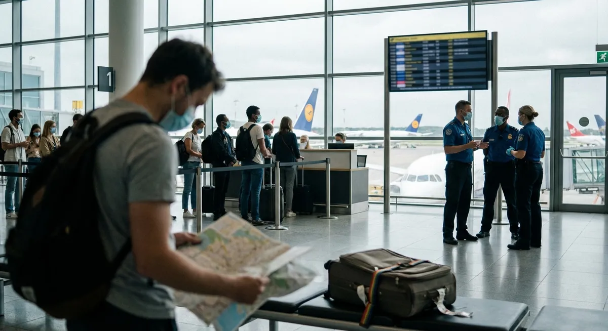 Slika je umetno generirana iz tem: potovalni nasveti, naravne nesreče, zračni promet, snežna neurja