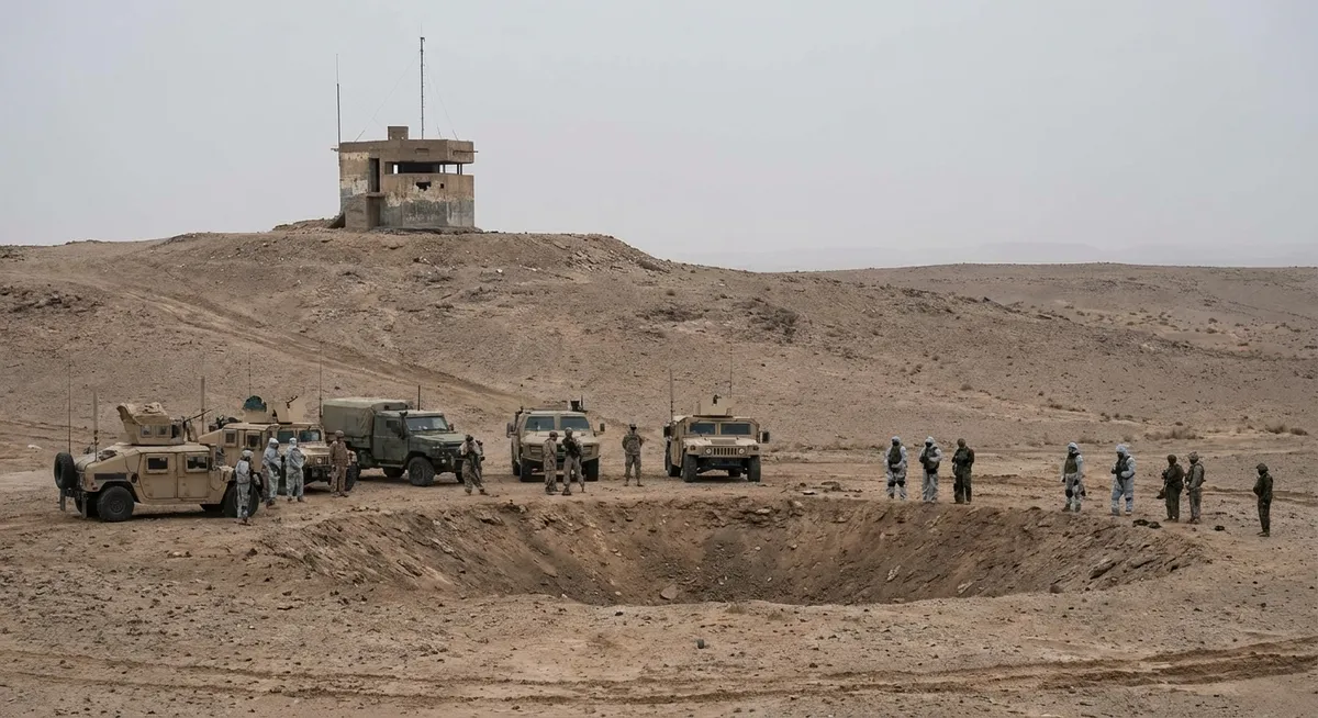 Slika je umetno generirana iz tem: jedrsko orožje, vojaške vaje, vaje, jedrska orožja, mednarodni odnosi, vojska, mednarodna varnost