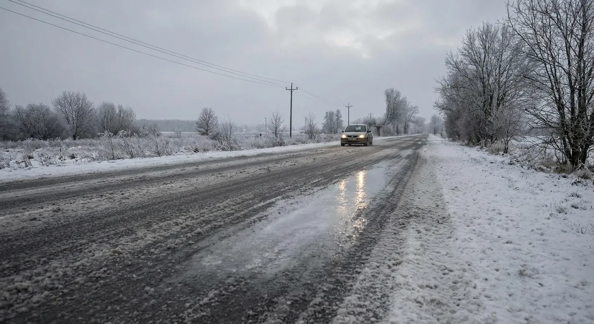 Slika je umetno generirana iz tem: poledica, vreme, napovedi, zima