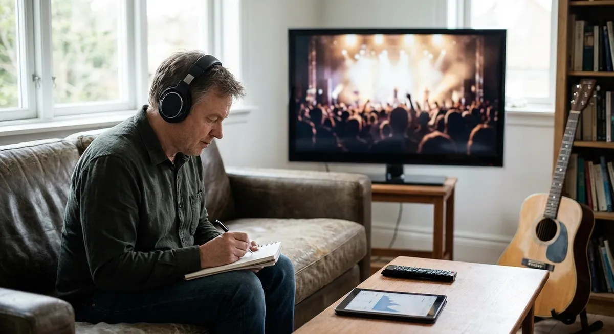 Slika je umetno generirana iz tem: televizija, pop kultura, glasba