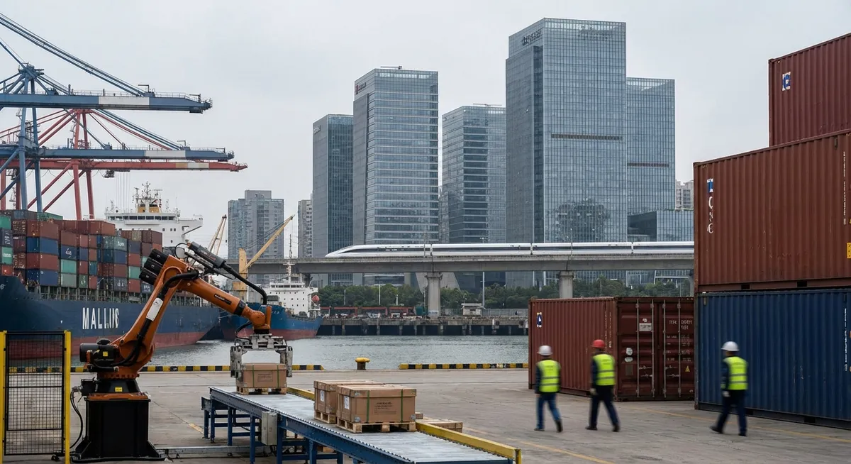 Slika je umetno generirana iz tem: trgovina, tehnologija, gospodarstvo, kitajska, italija