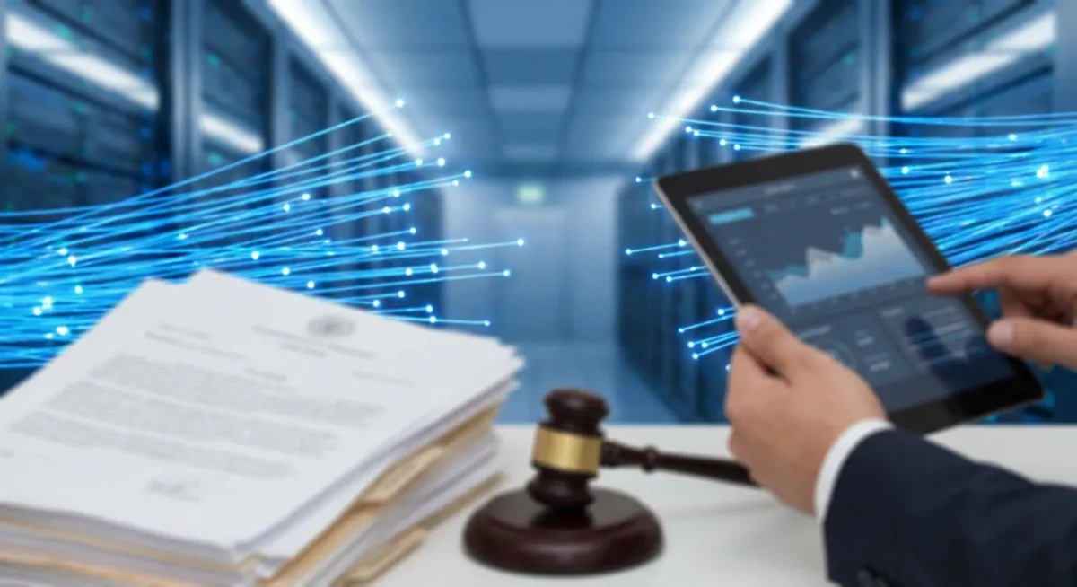 Slika je umetno generirana iz tem: tehnologija, internet, regulacije