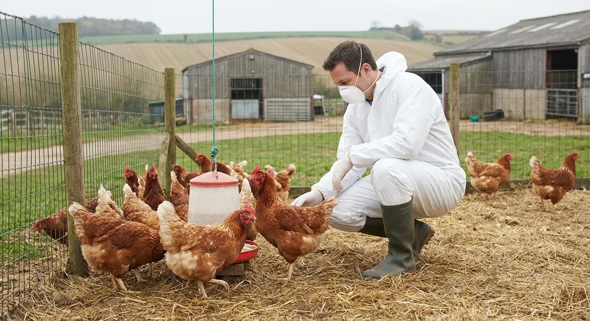 Slika je umetno generirana iz tem: epidemije, ptičja gripa, kmetijstvo, varstvo živali