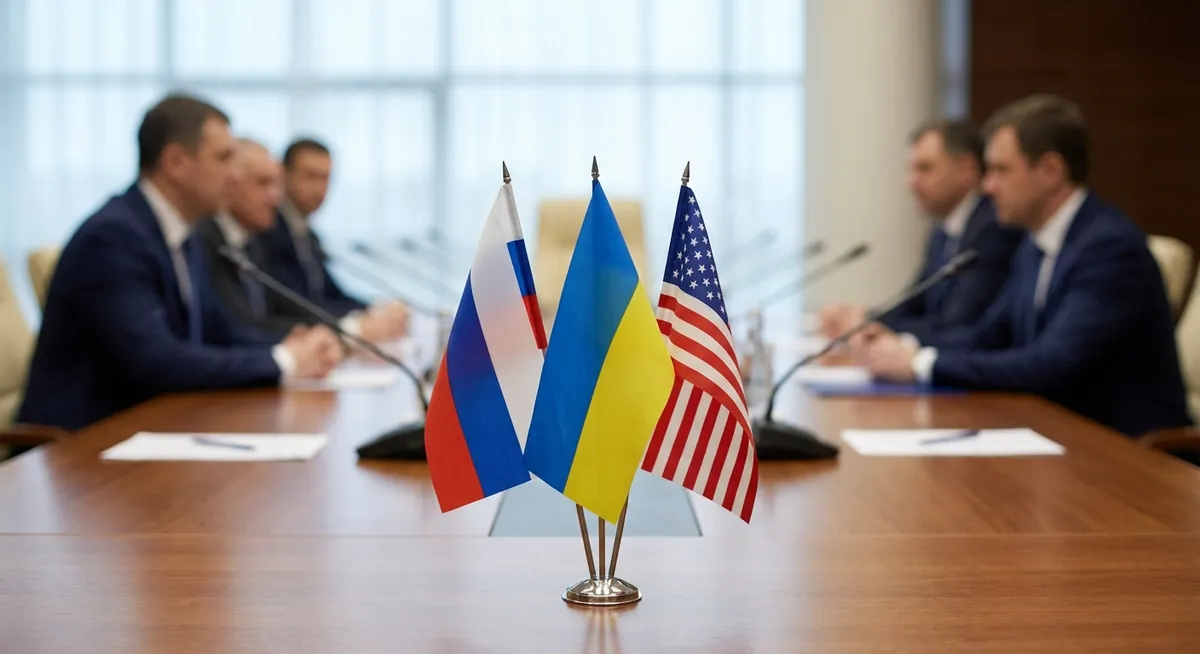 Slika je umetno generirana iz tem: združene države amerike, mednarodni odnosi, politika, sankcije, rusko-ukrajinski konflikt, diplomacija, oboroževanje, donald trump, rusija, mirovni procesi, politična pogajanja