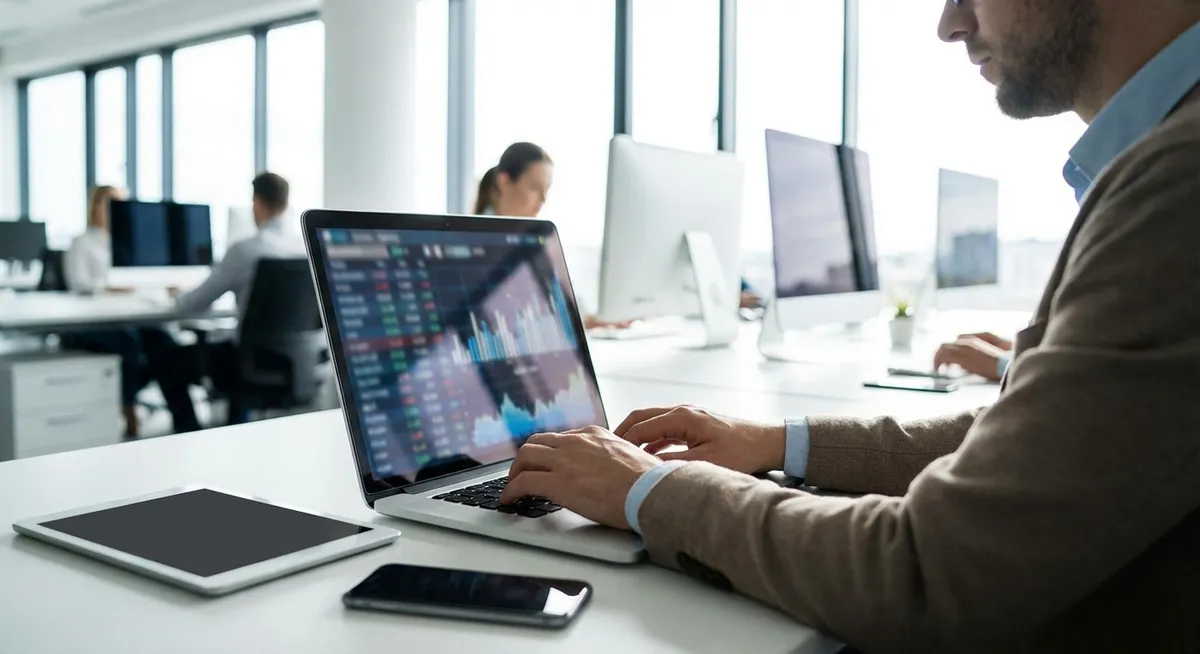 Slika je umetno generirana iz tem: posel, prihodki, čipi, poslovne finance, rast prihodkov, tehnologija, finance, poslovna poročila, finančna napoved, tehnološki balon, trgovina, podatkovni centri, borze, poslovni rezultati, delnice, umetna inteligenca, delniški trgi