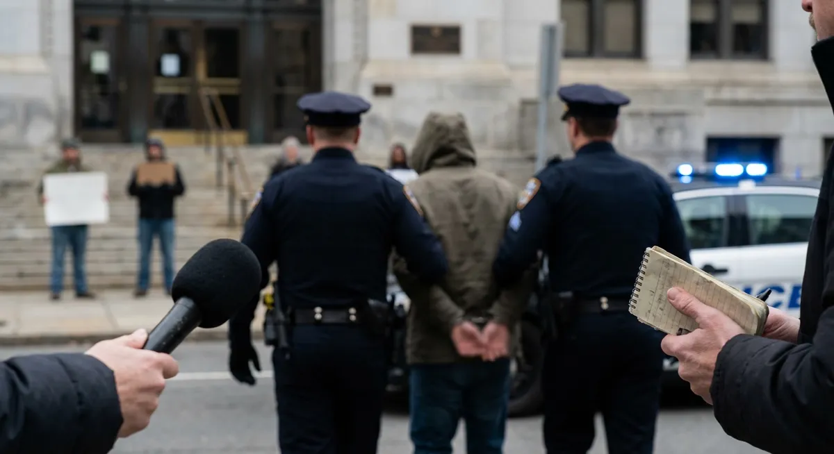 Slika je umetno generirana iz tem: aretacije, svoboda govora, človekove pravice, pravosodni postopki