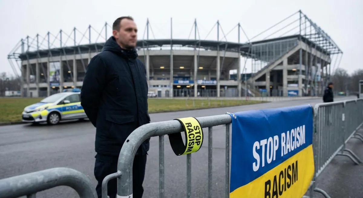 Slika je umetno generirana iz tem: preiskave, rasizem, nogomet, šport