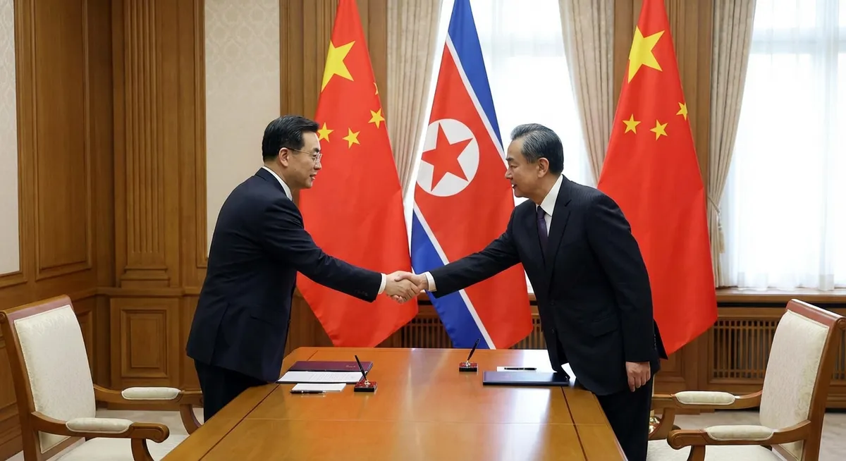 Slika je umetno generirana iz tem: severna koreja, diplomacija, geopolitika, kitajska, mednarodni odnosi