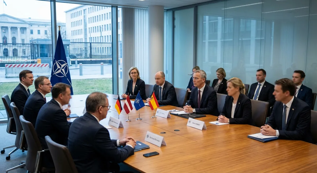 Slika je umetno generirana iz tem: zahodni balkan, varnost, nato, mednarodni odnosi