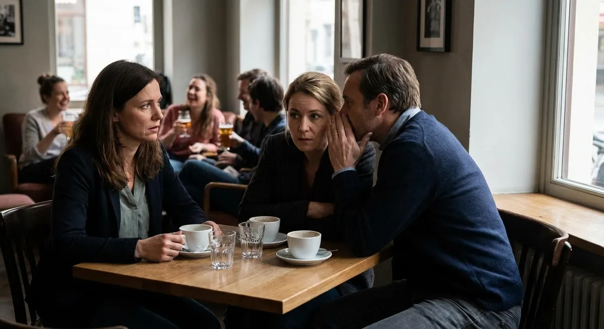 Slika je umetno generirana iz tem: govorice, razmerja, zabava