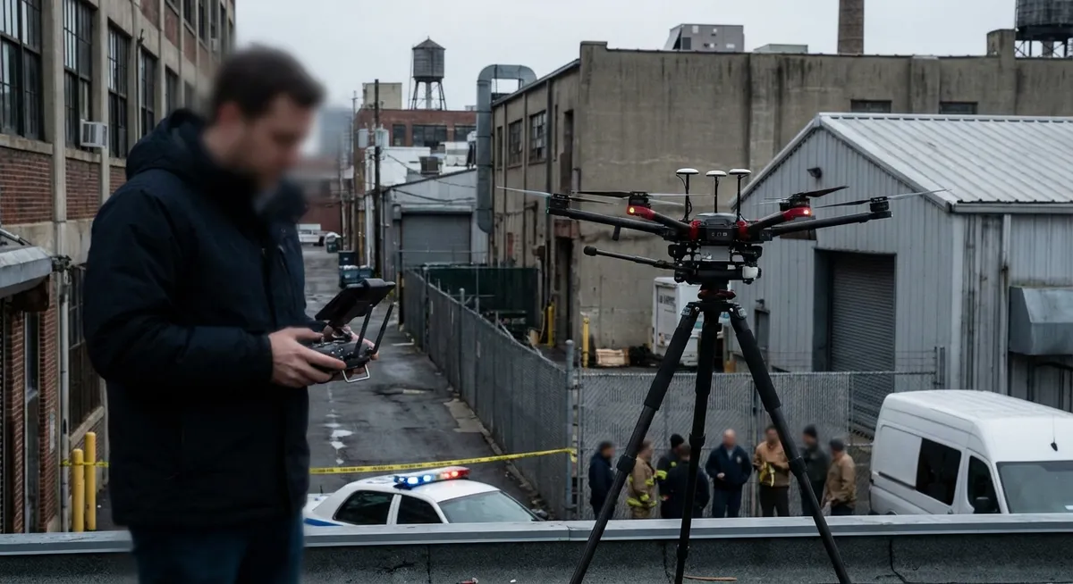 Slika je umetno generirana iz tem: kriminal, tehnologija, zračni promet