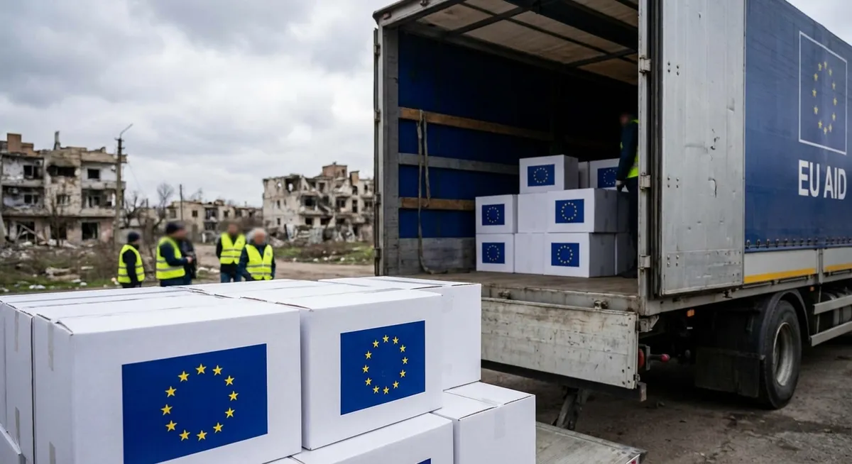 Slika je umetno generirana iz tem: finance, pomoč ukrajini, evropska unija, bližnjevzhodna kriza, pomoč rusiji, finančna pomoč, financiranje, mednarodni odnosi, rusija, rusko premoženje, obtožbe, ukrajina, rusko-ukrajinski konflikt, sankcije, zamrznjeno premoženje, evropska obramba