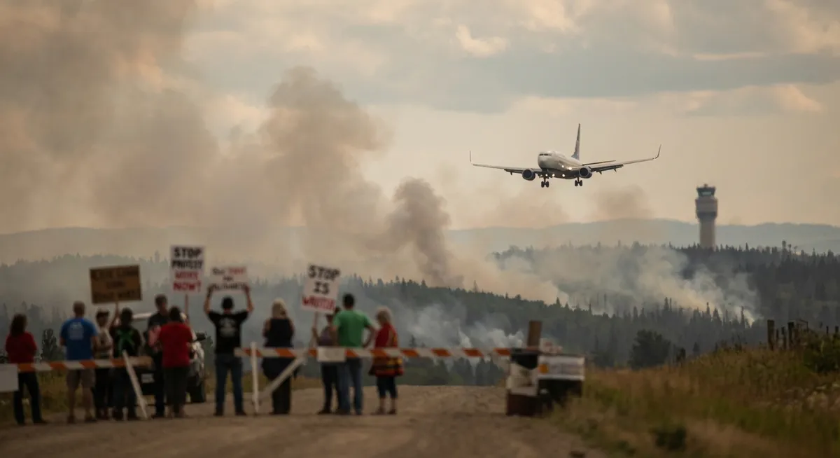 Slika je umetno generirana iz tem: požari, varnost, zračni promet