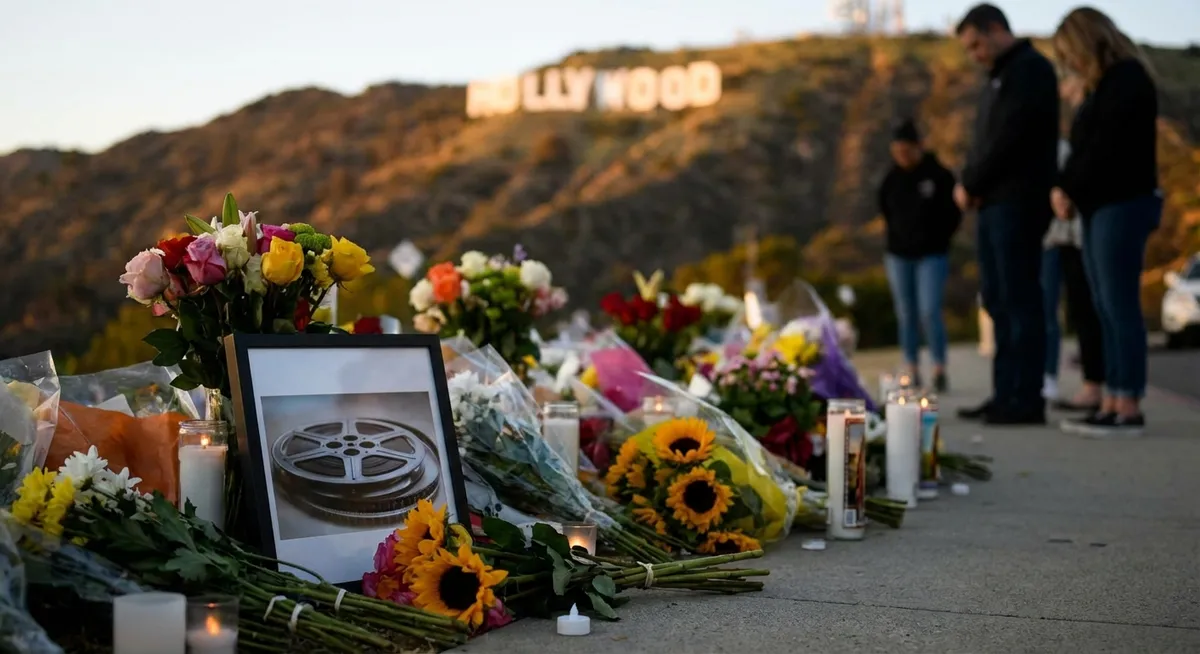 Slika je umetno generirana iz tem: spominske slovesnosti, hollywood, filmska industrija, smrti