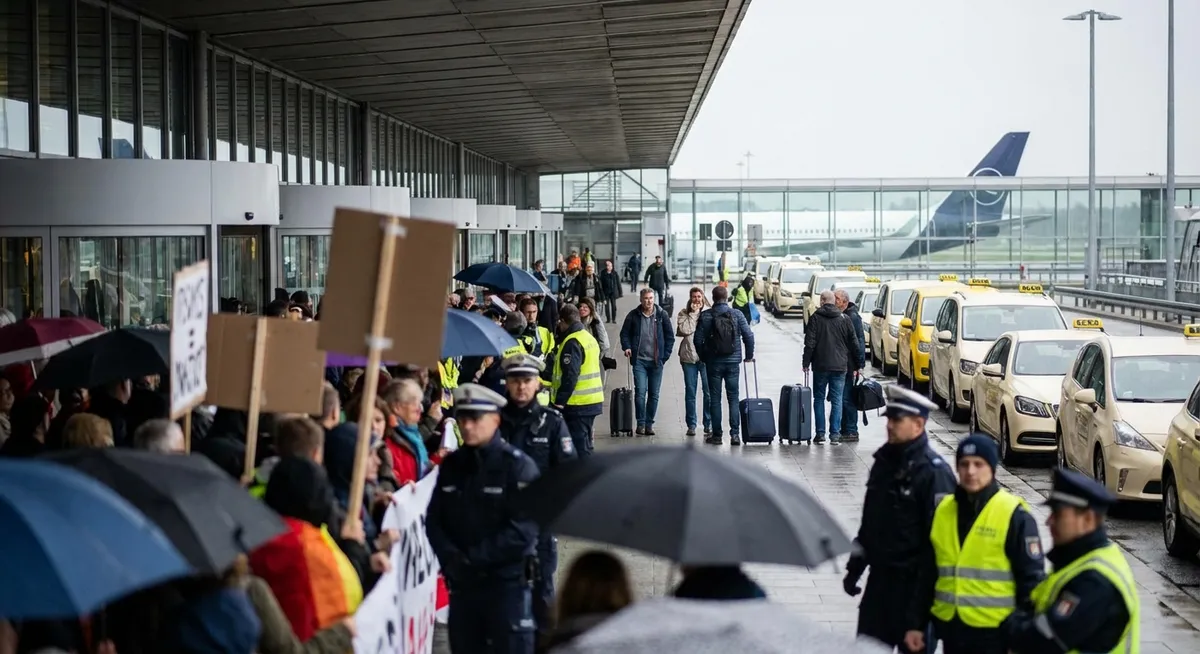 Slika je umetno generirana iz tem: zračni promet, državni prazniki, protesti, turizem