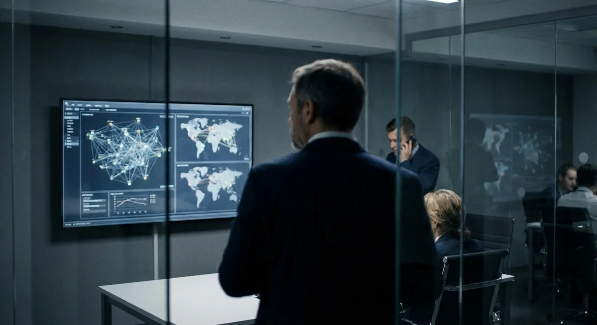 Slika je umetno generirana iz tem: kriminal, obveščevalna dejavnost, varstvo osebnih podatkov, kibernetska varnost