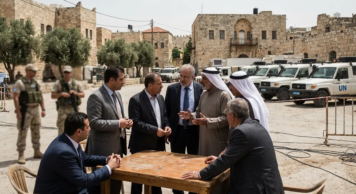 Slika je umetno generirana iz tem: združeni narodi, financiranje, bližnji vzhod, zunanja politika zda, reševanje konfliktov, mednarodne sile, verska svoboda, vojaške intervencije, politika, obveščevalna dejavnost, multikulturalizem, varnost, gaza, migracije, bližnjevzhodna kriza, obveščevalne službe, rusko-ukrajinski konflikt, politično mnenje, mednarodni odnosi, vojska, diplomacija, oboroženi spopadi, azil, geopolitika, reforme, združene države amerike, bližnjevzhodna politika