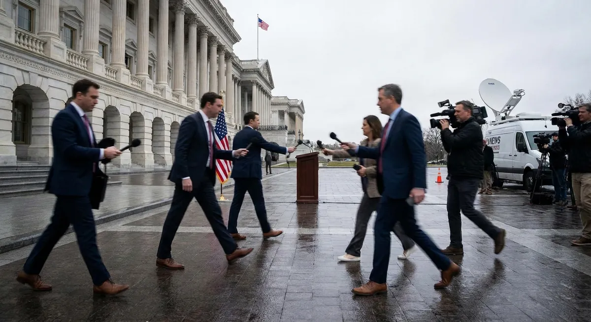 Slika je umetno generirana iz tem: mediji, politika, združene države amerike, kritike, škandali, spopadi znotraj stranke