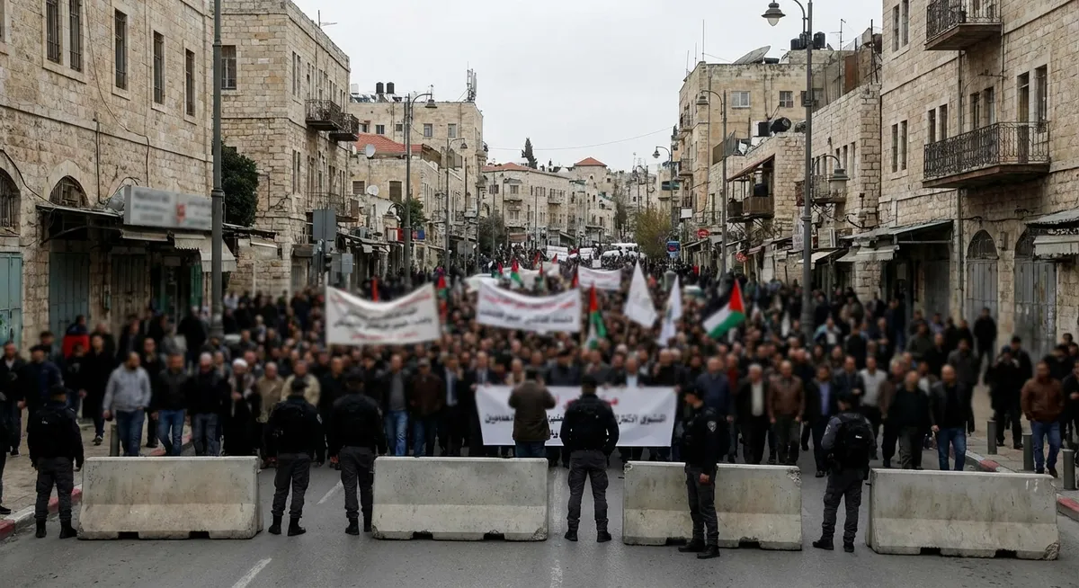 Slika je umetno generirana iz tem: palestina, protesti, prepovedi, terorizem, civilna nepokorščina, palestine action, prepoved organizacij, združeno kraljestvo, aretacije