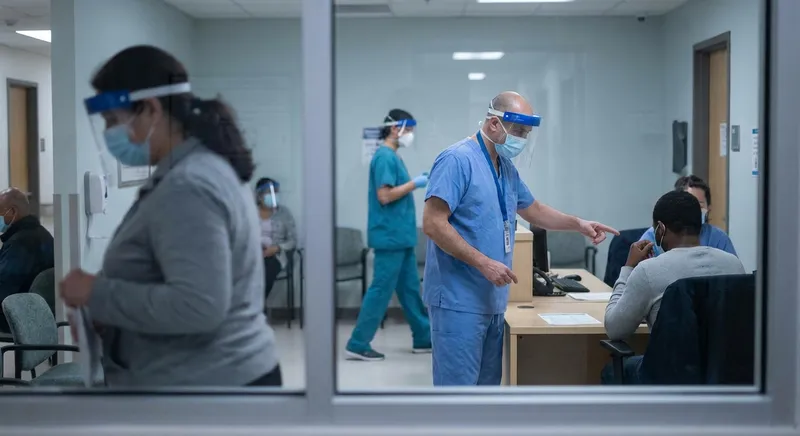 Slika je umetno generirana iz tem: epidemiologija, javno zdravstvo, preventiva, priprava na pandemijo, covid-19