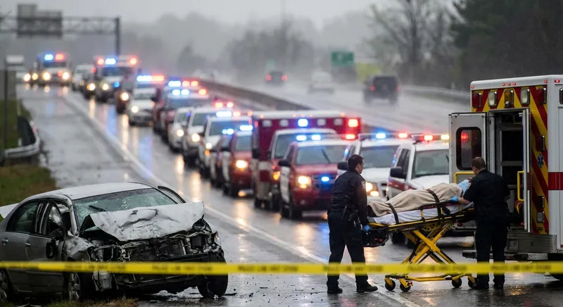 Slika je umetno generirana iz tem: poškodbe, prometne nesreče, avtobusne nesreče, smrti