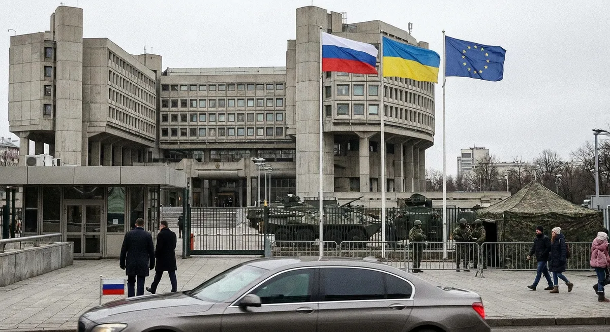 Slika je umetno generirana iz tem: jedrsko orožje, mednarodni odnosi, vojaška strategija in taktika, diplomacija