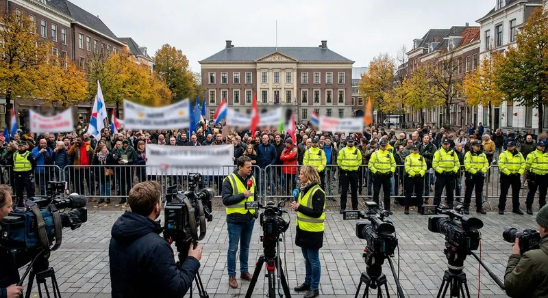 Slika je umetno generirana iz tem: politika, protesti, mediji