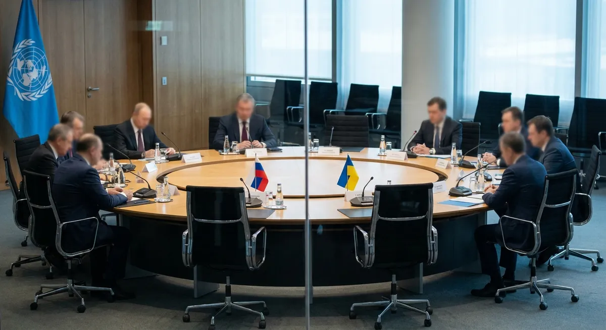 Slika je umetno generirana iz tem: rusko-ukrajinski konflikt, bližnji vzhod, diplomacija, dezinformacije, mednarodni odnosi, ukrajina, mirovni procesi, pogajanja, politika