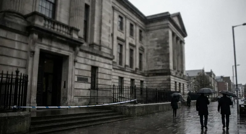 Slika je umetno generirana iz tem: kriminal, umori, sodstvo, pobeg iz zapora