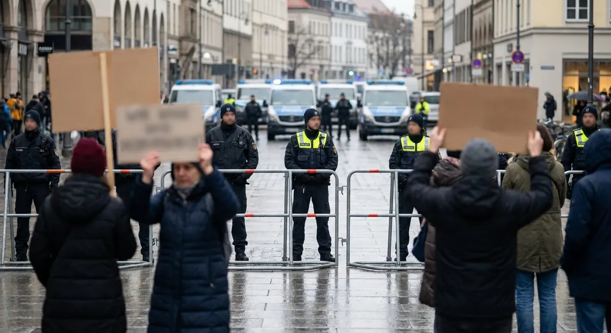 Slika je umetno generirana iz tem: kriminal, varnost, protesti